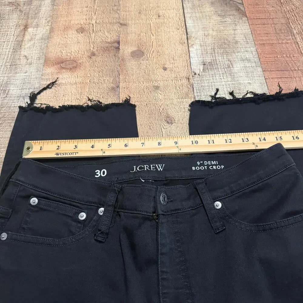 J. Crew Wmns Black Denim Billie Demi Boot Crop Jeans Sz 30 Stretch Closet Staple